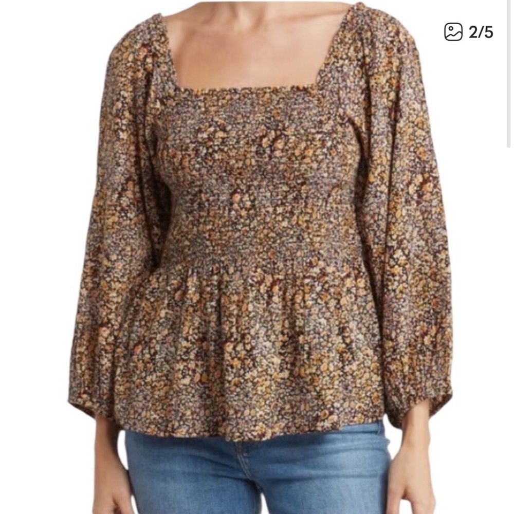 MADEWELL | Floral Smocked Top Size 8